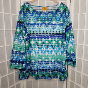 Ruby Rd Tunic Blue Green Tank lining Sz XL